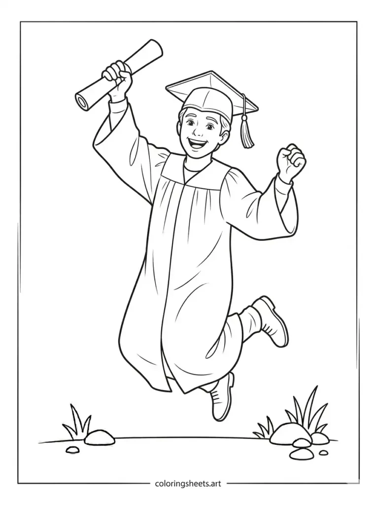 Jumping graduate coloring pages for kids free printable jumping air