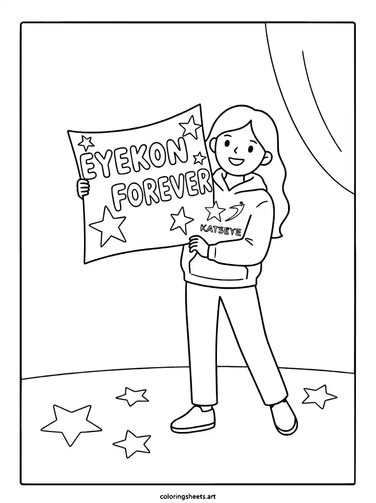 EYEKON fan club banner KATSEYE member coloring sheet