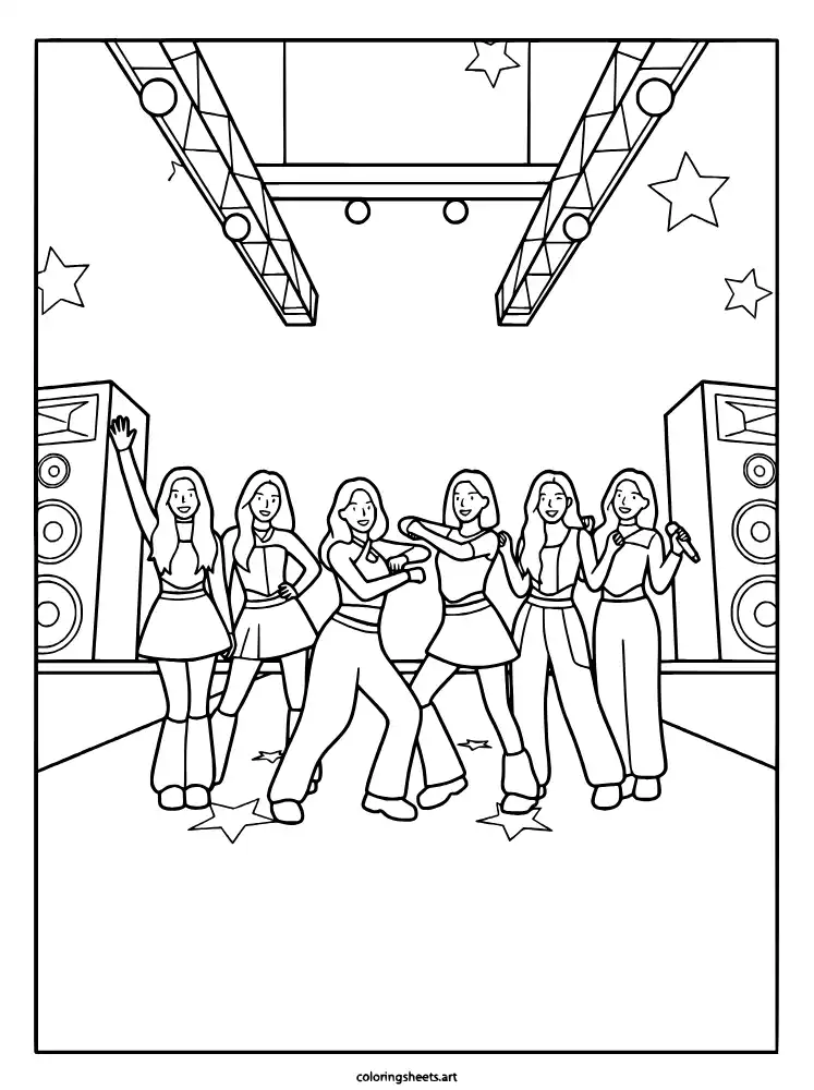 Grand stadium stage tour KATSEYE coloring page free printable
