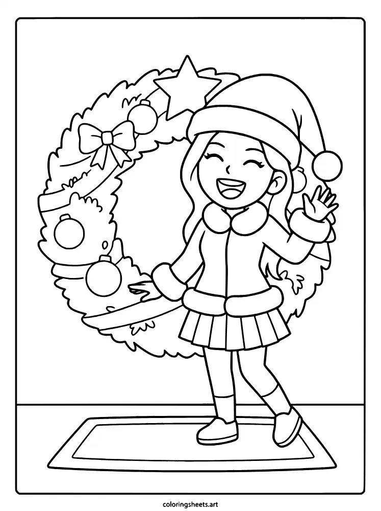 Holiday winter stage outfit KATSEYE coloring page free printable