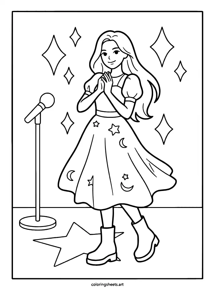 Manon glamour pose KATSEYE coloring pages for kids free