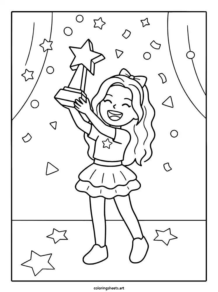Music trophy award celebration simple KATSEYE coloring pages