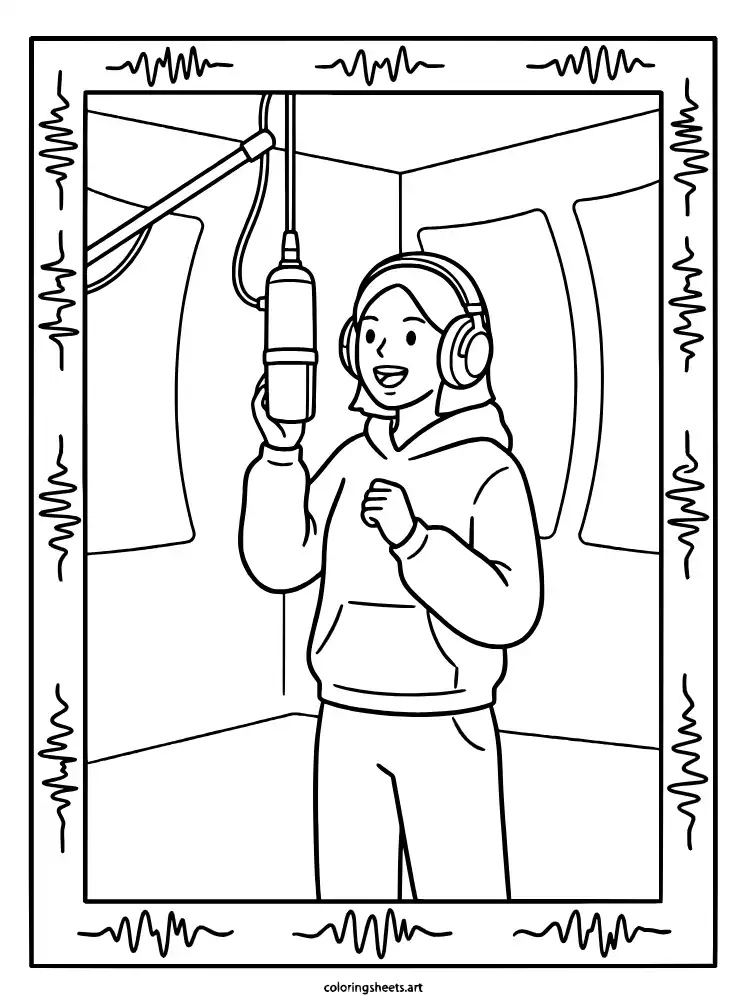 Recording studio booth KATSEYE member coloring sheets free