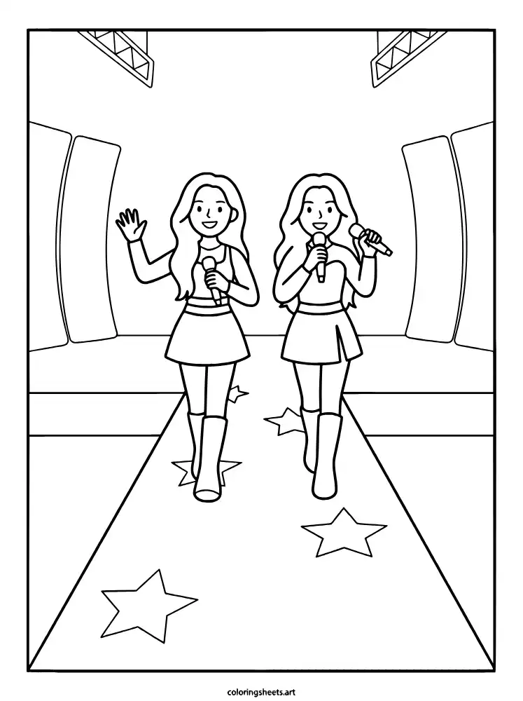 Runway catwalk stage KATSEYE member coloring sheet