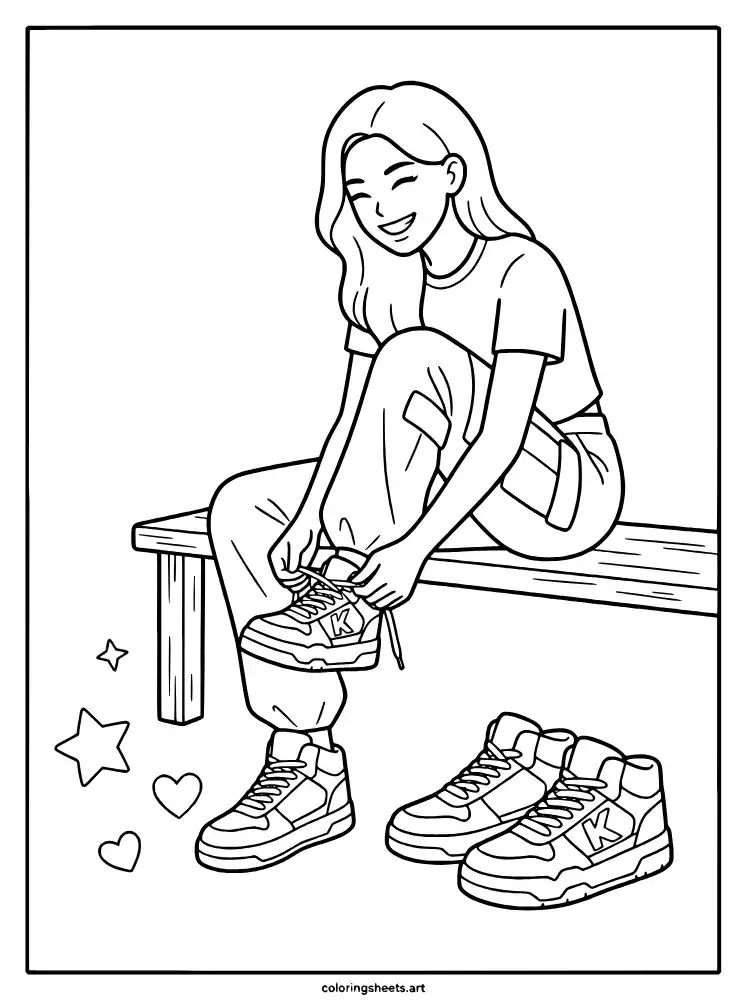 Pop star sneaker fashion KATSEYE coloring pages free download