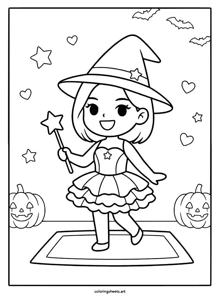 Spooky Halloween costume KATSEYE coloring pages for kids free