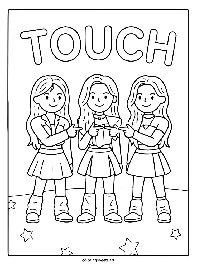 Touch MV point choreography KATSEYE printable coloring page