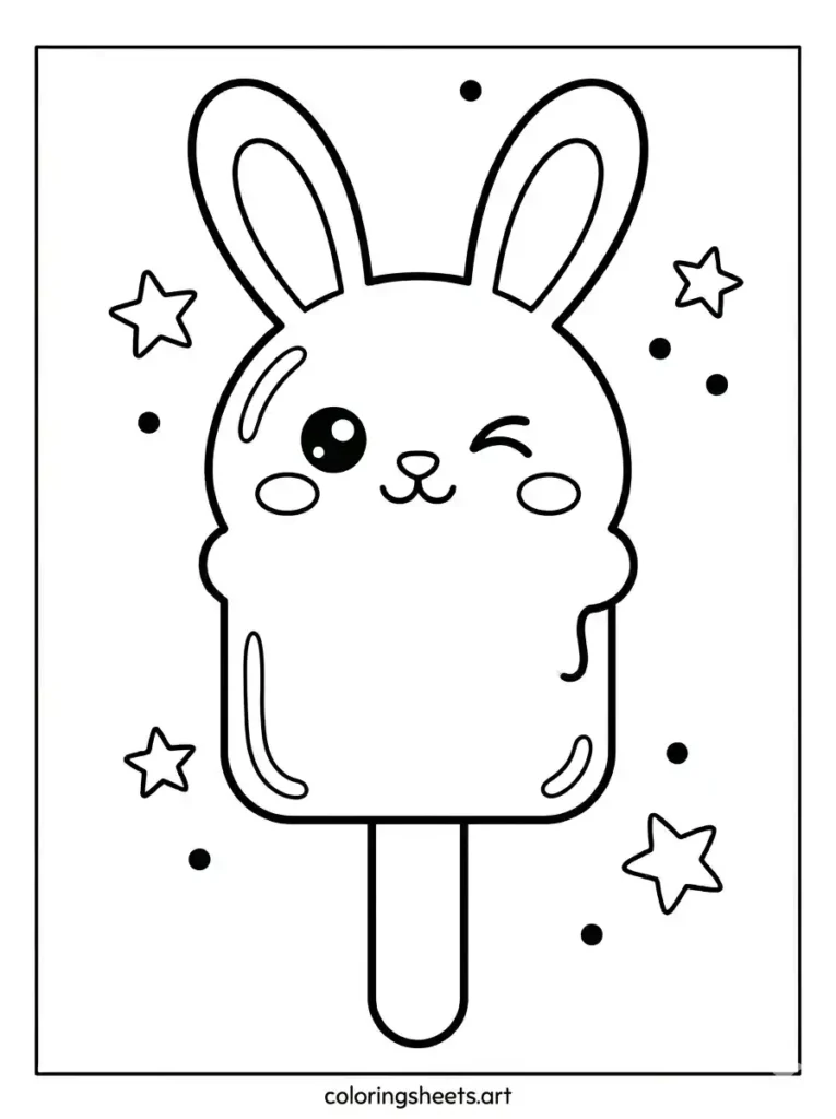 Free printable simple kawaii bunny ice cream popsicle sheet