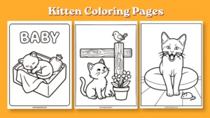 Free printable Kitten Coloring Pages PDF download for kids and adults featuring cute kittens