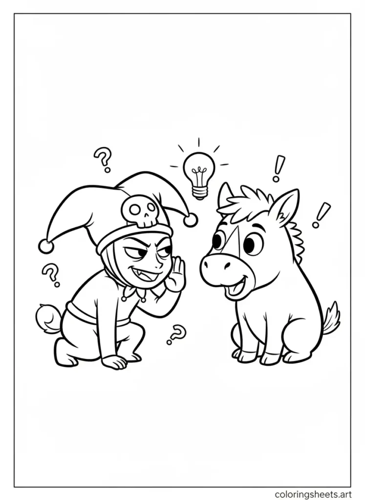 Kuromi and Baku planning a mischievous prank together Printable coloring page
