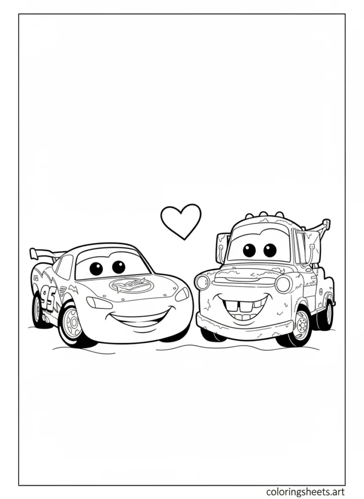 Lightning McQueen and Mater best friends coloring page