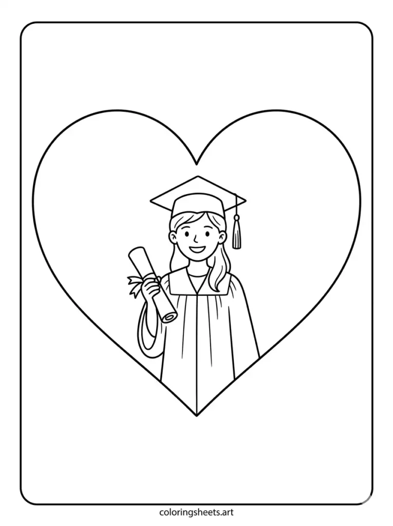 Love graduation coloring pages for toddlers free printable inside heart