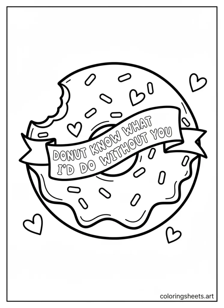 Giant donut with sprinkles Mother's Day coloring card for toddlers free printable pdf