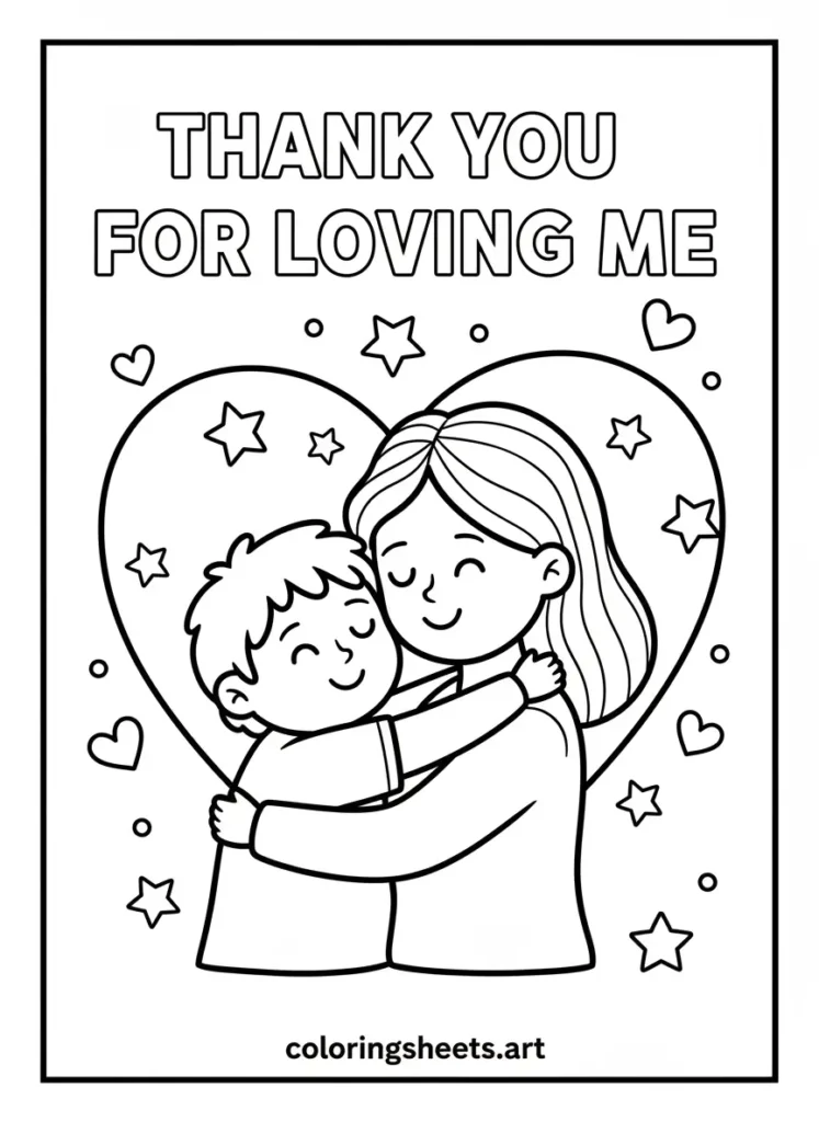 Thank you foster mom Mother's Day coloring card for kids free printable pdf