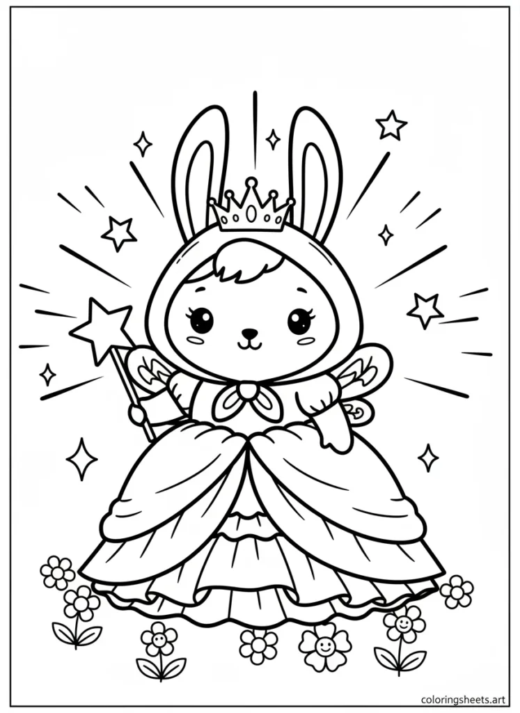 My Melody dressed as a sweet fairy princess coloring page