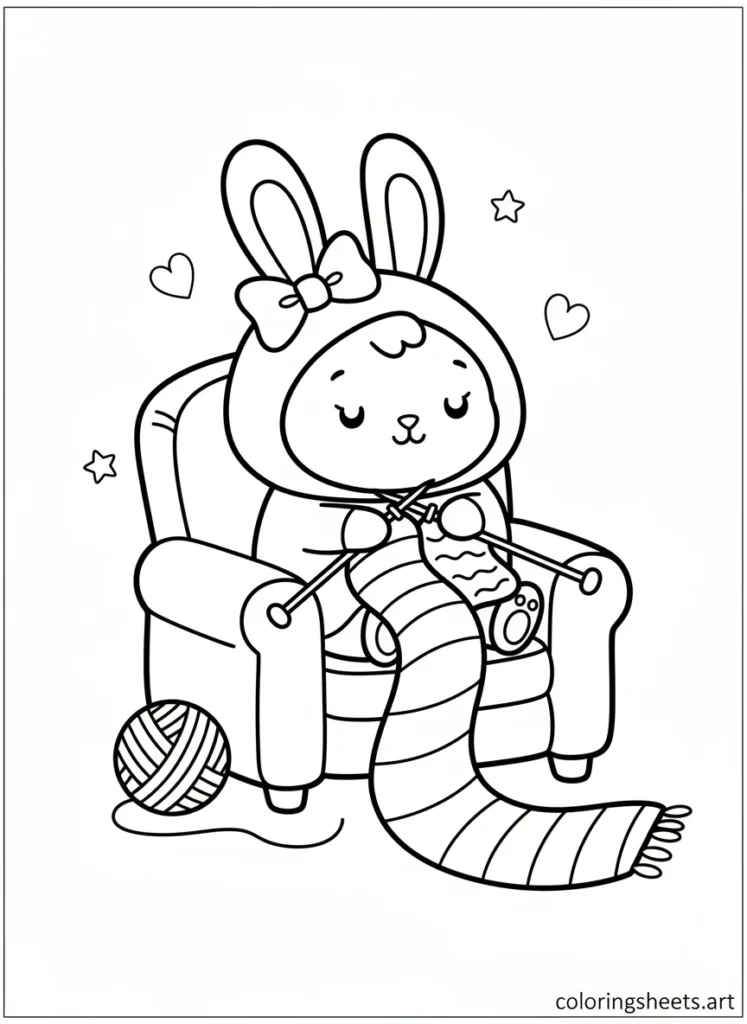 My Melody and Flat the mouse playing together coloring page