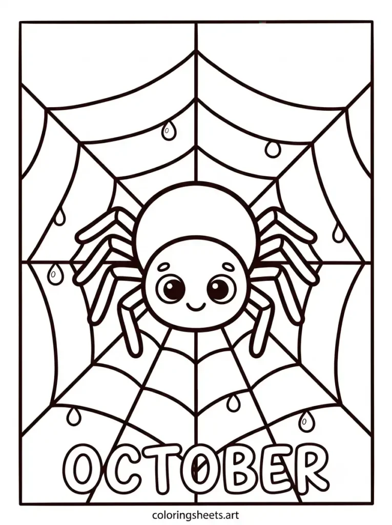 Cute spider web dewdrops simple coloring page for toddlers free printable