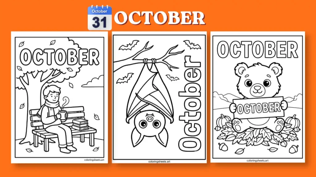 printable October coloring pages 31 days printable pdf collection