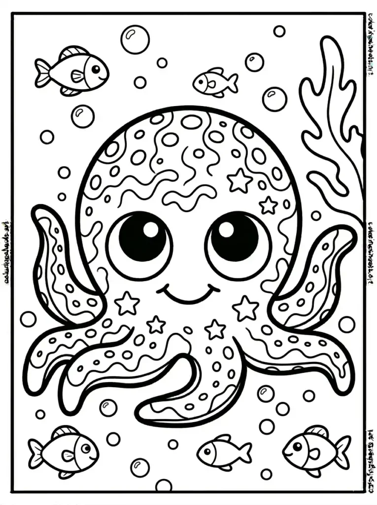 Octopus showing smart camouflage skin texture coloring page free PDF printable