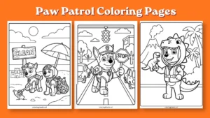 Free printable Paw Patrol coloring pages PDF download for kids and adults featuring Paw Patrol