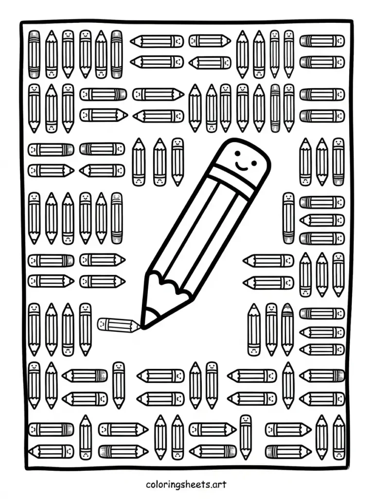 Pencil pattern design coloring page for kids free printable