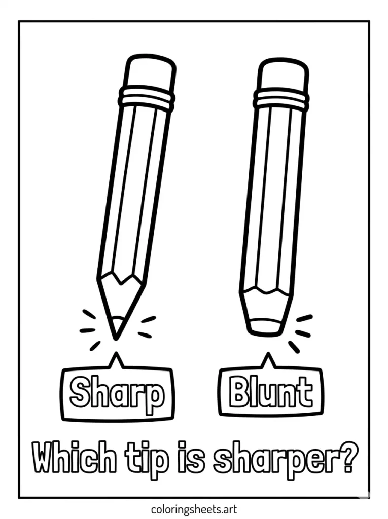Sharp pencil vs blunt pencil coloring page for kids free printable