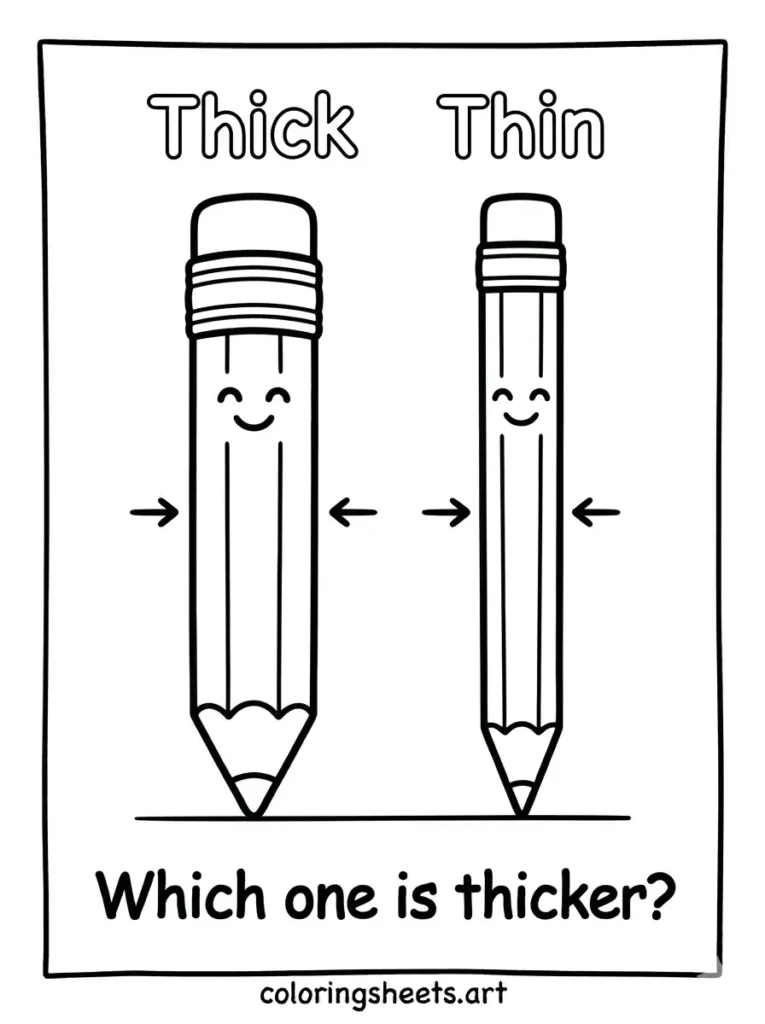 Thick pencil vs thin pencil coloring page for toddlers free printable