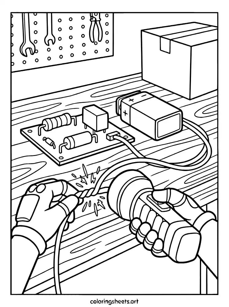 GrabPack hand connecting wires Poppy Playtime coloring page for kids free