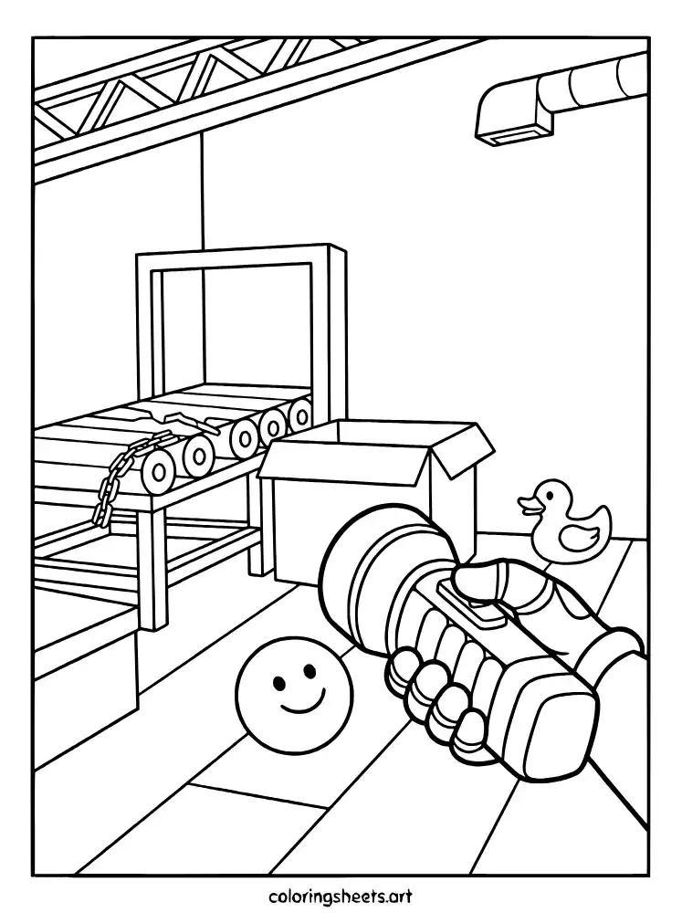 GrabPack hand picking up a toy Poppy Playtime coloring page free printable