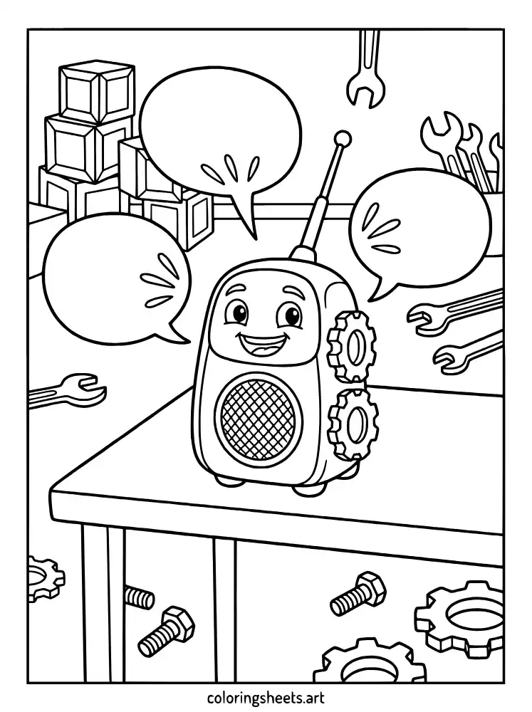 Ollie the chatterbox gadget Poppy Playtime coloring page for kids free