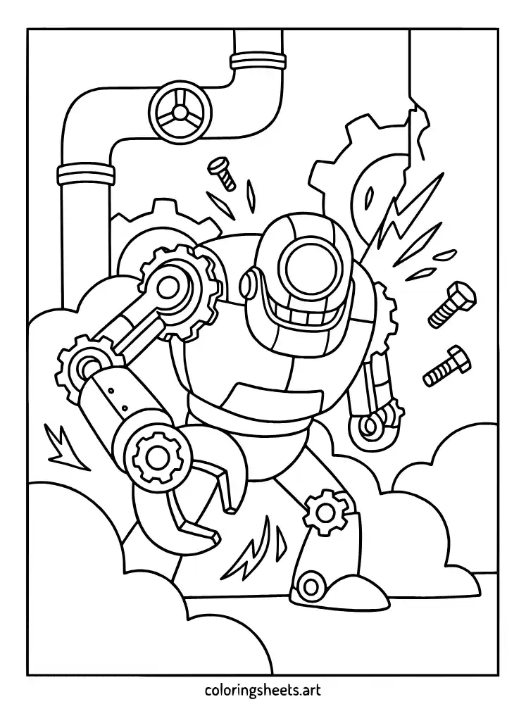 The Prototype emerging from shadows Poppy Playtime coloring page for kids