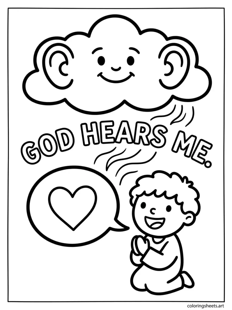 God hears my prayer preschool Bible coloring page Pdf Printable Psalm 34