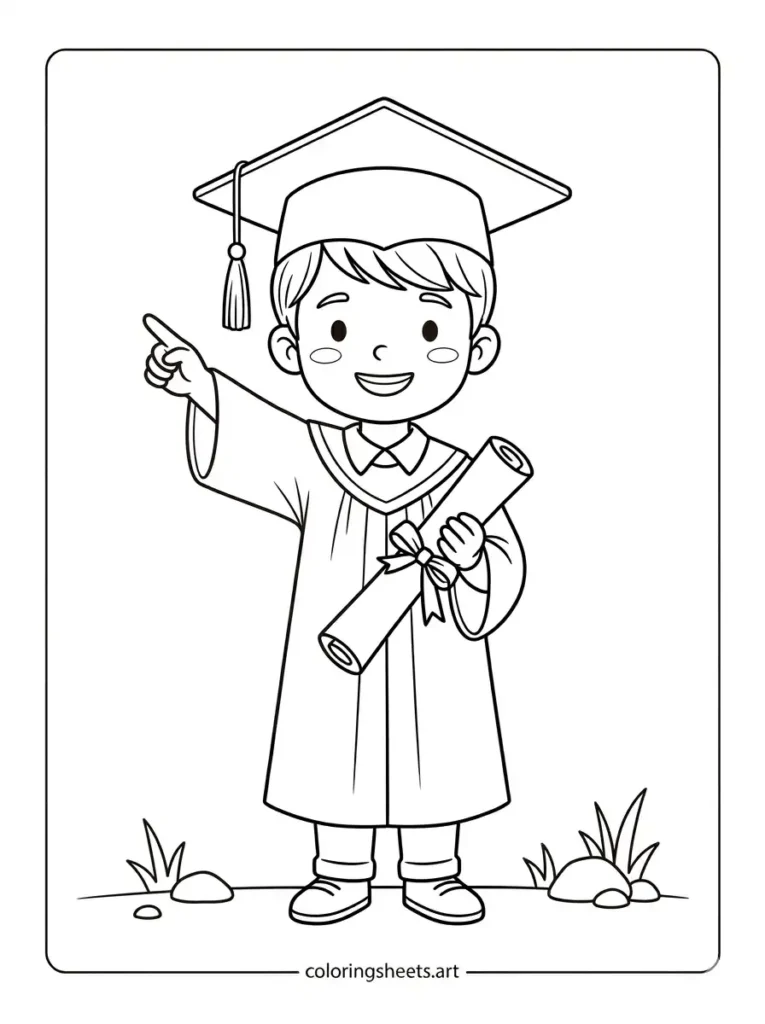 Preschool graduation coloring pages for kids printable pointing forward