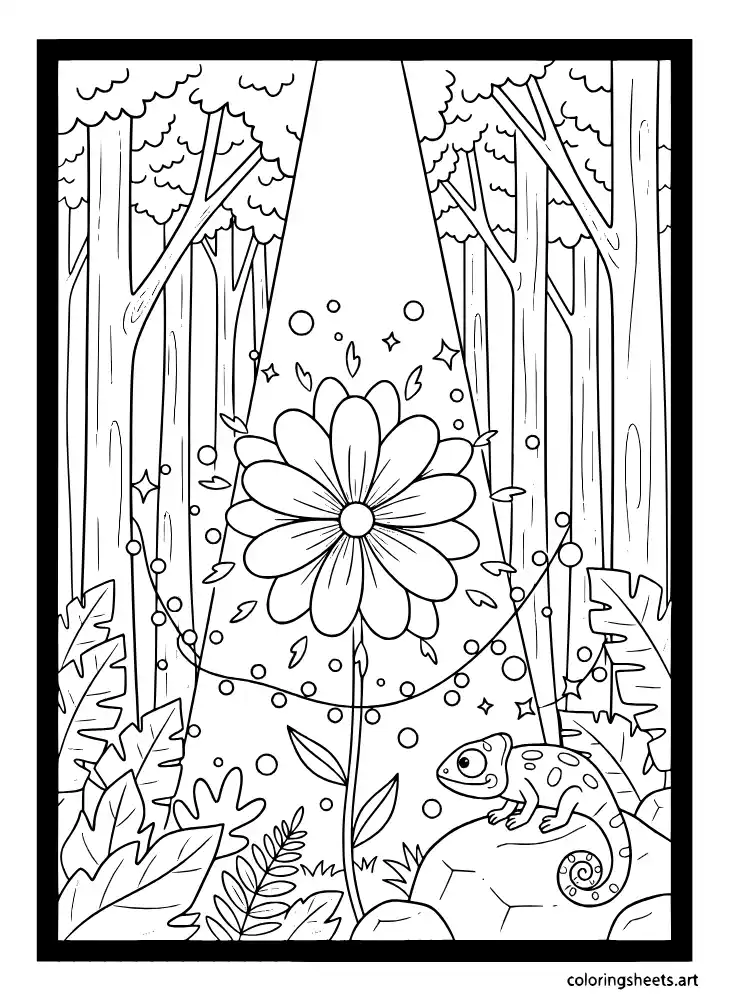 The sundrop flower glowing in the forest coloring page