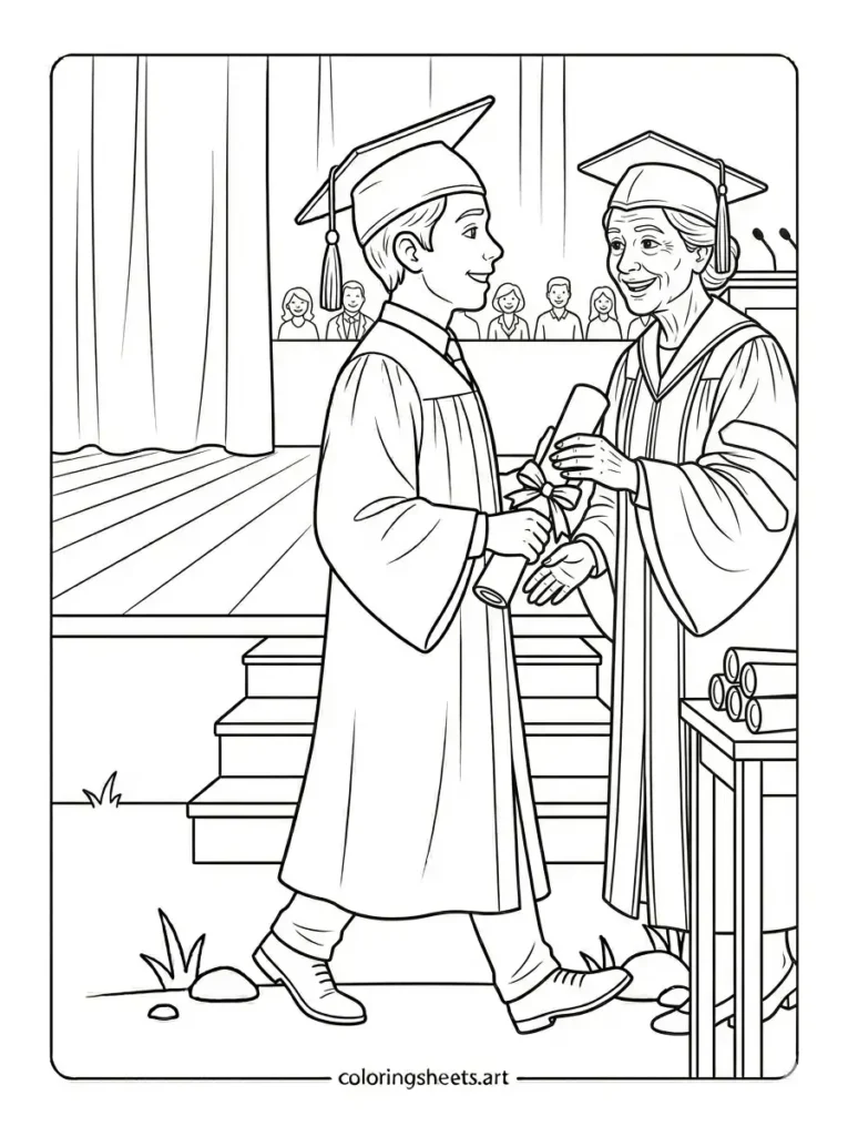 Receiving diploma graduation coloring pages printable pdf