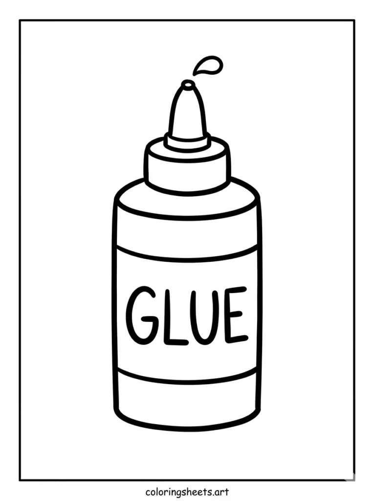 Glue bottle with cap school supplies coloring page for toddlers free printable