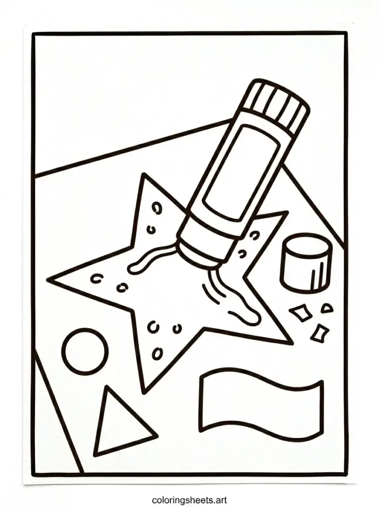 Glue stick applying glue school supplies coloring page for toddlers free printable