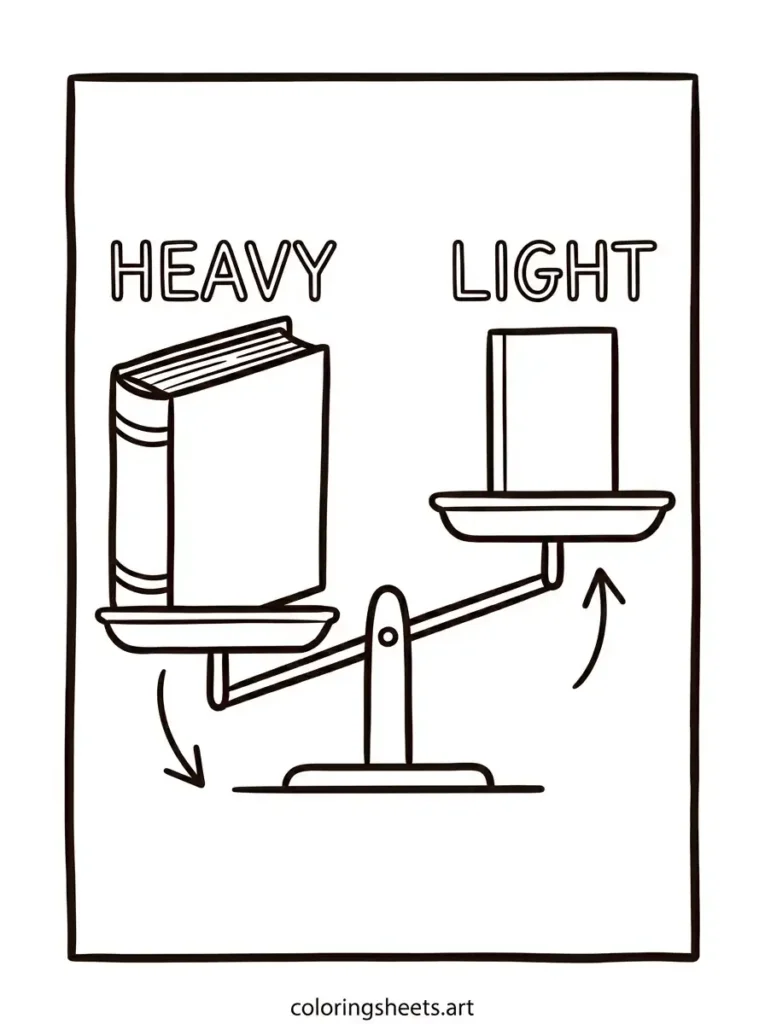 Heavy textbook vs light notebook school supplies coloring page for toddlers free printable