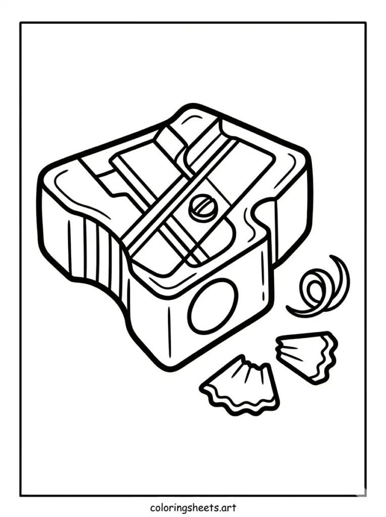Pencil sharpener school supplies coloring page for toddlers free printable