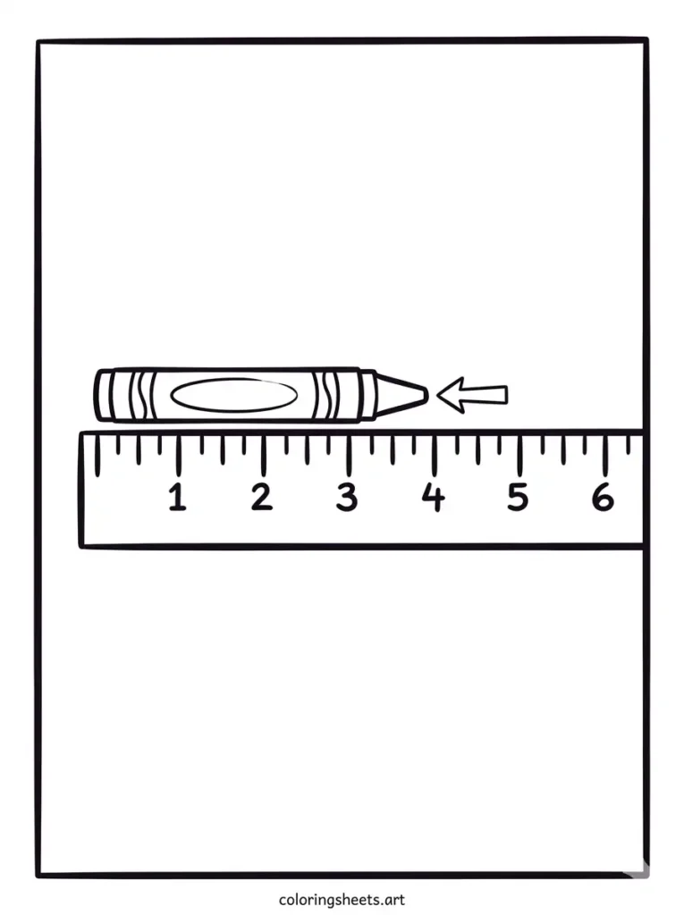 Ruler measuring crayon school supplies coloring page for kids free printable