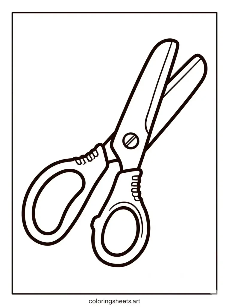 Safety scissors school supplies coloring page for kids free printable