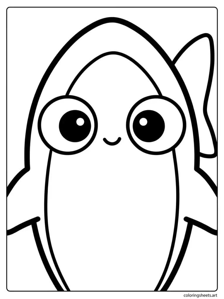 Big simple shark face close up coloring page for toddlers free printable