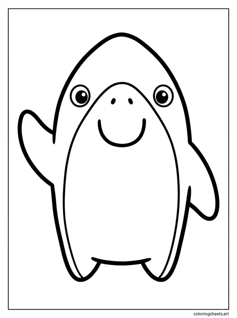 Shark waving hello simply coloring page for toddlers free printable pdf