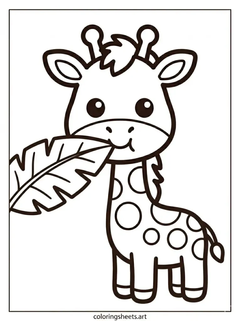 Giraffe with a butterfly on nose cute animal giraffe coloring pages for toddlers