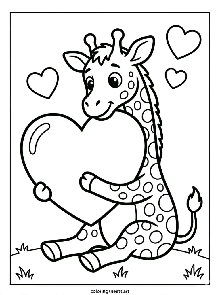 Baby giraffe sitting down simple giraffe coloring page printable pdf for toddlers