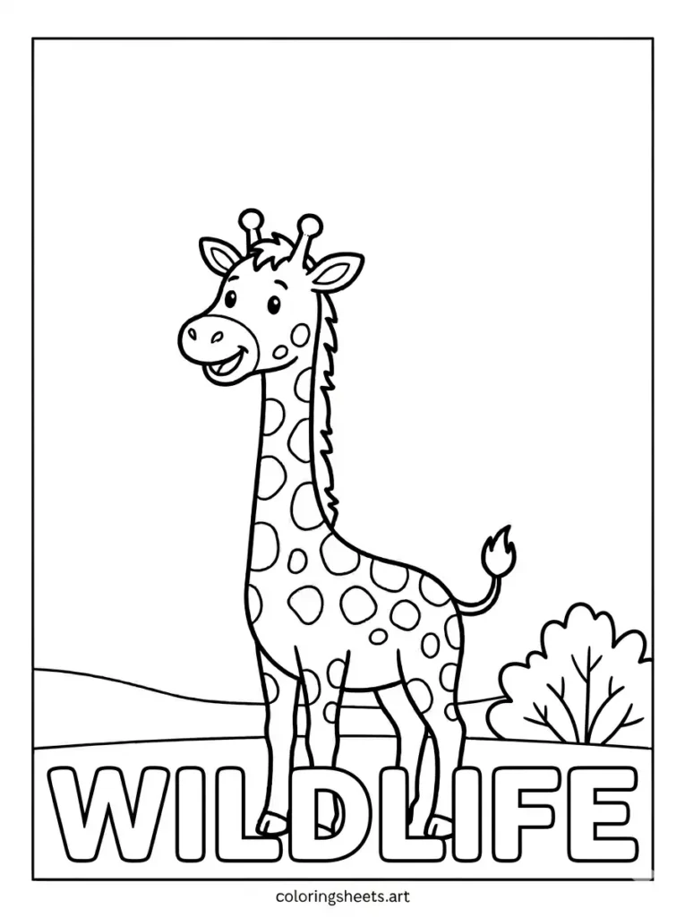 Giraffe wildlife block letters educational science simple giraffe coloring page