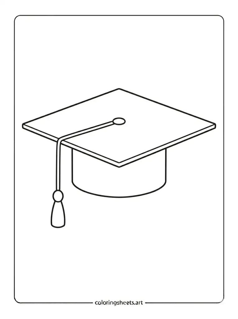 Simple graduation cap coloring pages for toddlers easy outline