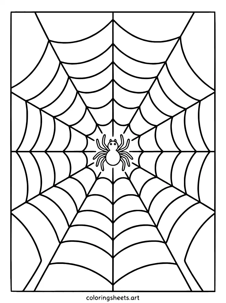 Classic spider web with center spider spider web coloring page for kids free printable pdf