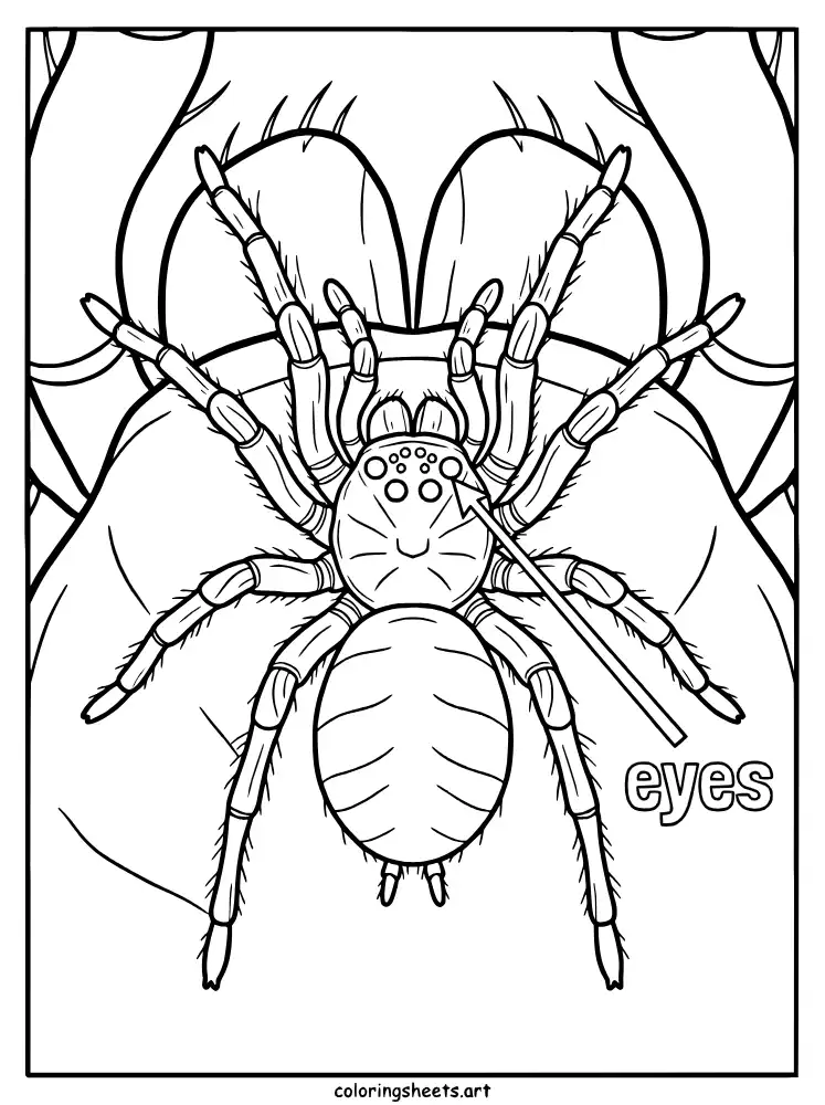Spider eye arrangement educational spider coloring page for science class free printable pdf