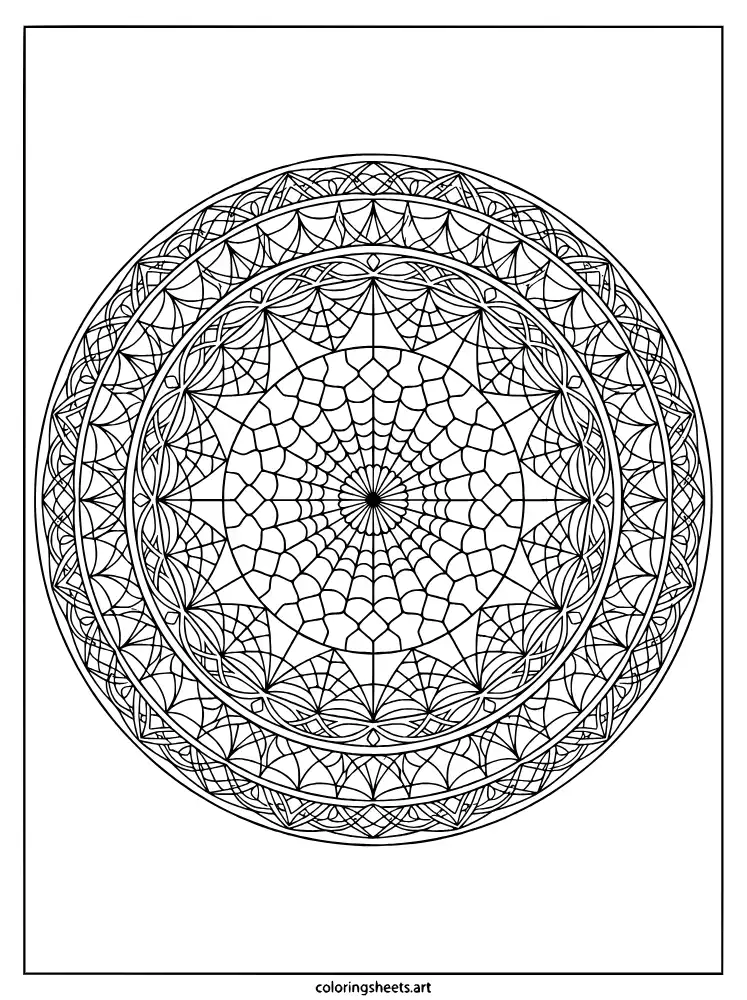 Spider web mandala spider coloring page for adults free printable pdf